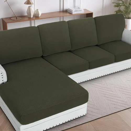 Miniatura 40 de H.VERSAILTEX Fundas para sofá seccional, 4 piezas, fundas de cojín de asiento de sofá en forma de L, fundas de cojín separadas para chaise longue