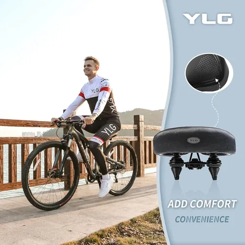 Miniatura 7 de YLG Asiento de bicicleta cómodo de gran tamaño para ciclista casual Sillín de bicicleta grande, amortiguación firme, para mujeres y hombres