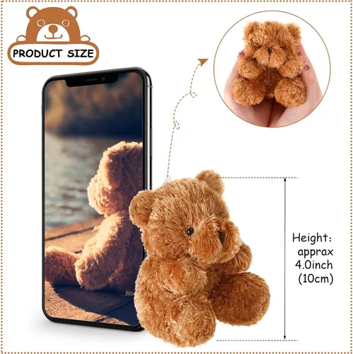 Miniatura 2 de Threan 8 piezas de mini osos de peluche de 4 pulgadas, juguetes de peluche pequeños a granel, muñeco de oso suave, regalos para llavero, suministros