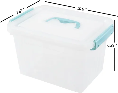 Miniatura 2 de Paquete de 6 contenedores de almacenamiento de plástico transparente de 6 cuartos de galón con tapas, pequeñas cajas de almacenamiento transparentes