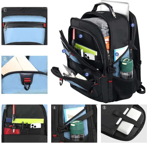 Miniatura 2 de Z-MGKISS - Mochila de viaje extra grande, 52L, TSA, 17.3 pulgadas, antirrobo, mochila grande de 17 pulgadas para portátil de negocios, para hombres