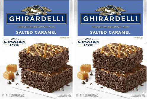 Miniatura 9 de Ghirardelli Mezcla de brownie prémium de caramelo salado, incluye salsa de caramelo salado, cajas de 16 onzas (paquete de 12)