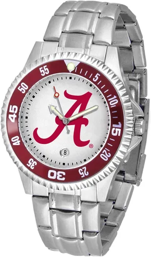 Miniatura 55 de SunTime Reloj de cuarzo de 1.575 in para hombre, correa de acero inoxidable de 0.787 in, esfera Gameday Tulane ola verde