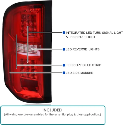 Miniatura 3 de SPEC-D TUNING Luces traseras LED rojas con barras de luz LED compatibles con Chevy Silverado 2007-2013 1500/2500HD/3500HD, montaje de par izquierdo