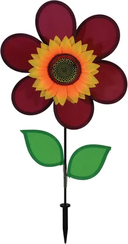 Miniatura 28 de In the Breeze 2646 — Girasol a cuadros rojos de 12 pulgadas con hojas — Flor colorida para patio y jardín Rojo Plaid