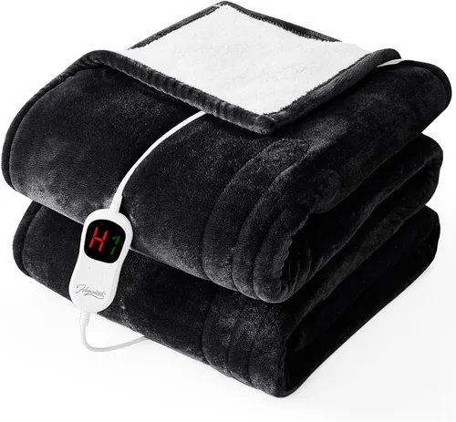 Homemate Manta Eléctrica con Calefacción Twin Individual - 62"x84" Mantas de Cama con Calefacción Throw con 10 Niveles de Calefacción, 8 Horas de