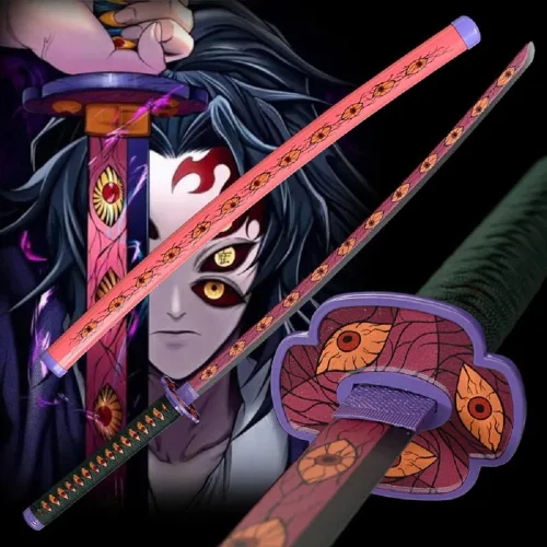 Miniatura 4 de Darkrock Espada katana de Kokushibo de Kimetsu Yaiba Kokushibo de 40 pulgadas Anime Demon Slayer con soporte de exhibición