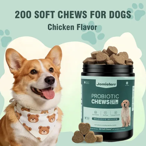 Miniatura 7 de Probióticos para perros, 200 masticables suaves, apoyan la salud intestinal, alivio de la diarrea, alergias estacionales, masticables probióticos