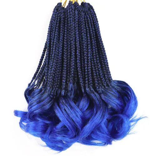 Miniatura 62 de Trenzas de ganchillo rizado francés T33, cabello pre-anillado 10 pulgadas, trenzas cortas rizadas francesas con extremos rizados, trenzas box