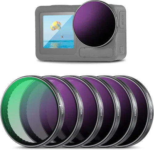 Miniatura 22 de NEEWER Filtro ND variable compatible con DJI Osmo Action 5 Pro/4/3, ND2-32 1-5 Paradas a presión Multicoated HD Vidrio óptico de densidad neutra
