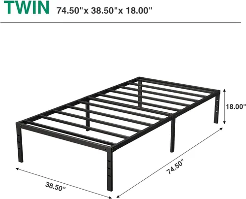 Miniatura 2 de RRG Bastidores de cama individual de 18 pulgadas, cama individual, plataforma de metal resistente con configuración sin herramientas, fácil montaje