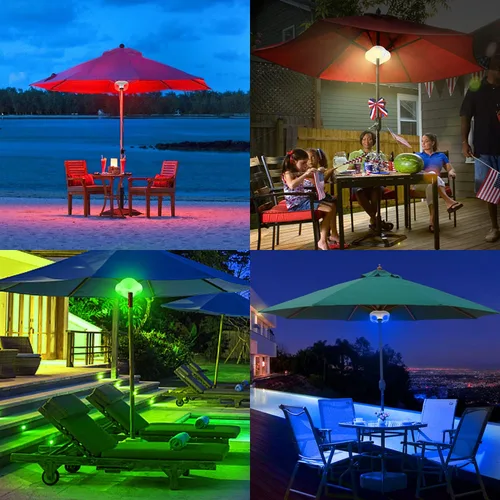 Miniatura 3 de LUXSWAY Luz de sombrilla de patio que cambia de color, funciona con pilas, color blanco
