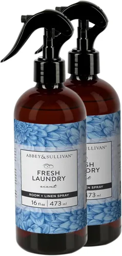 Abbey & Sullivan Spray de lino, aroma fresco para ropa con almizcle floral verde fresco, paquete de 2, 16 onzas