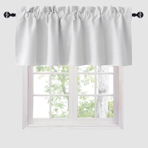 Miniatura 13 de Hiasan - Cortinas de cenefa negras con bolsillo para barra, cortinas opacas para ventanas de cocina, 52 x 18 pulgadas de largo, 1 panel Negro