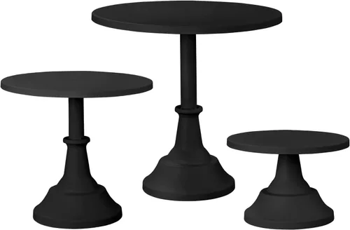 HBlife Juego de 3 soportes negros para pasteles (plato de 8, 10, 12 pulgadas) para pasteles de 6 a 10 pulgadas, juego perfecto de mesa de postre,