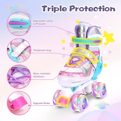 Miniatura 3 de Patines de ruedas para niñas y niños, 4 tamaños ajustables con ruedas iluminadas A-Rosa