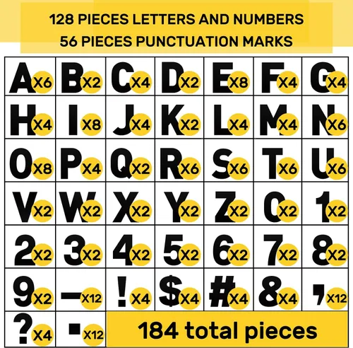 Miniatura 3 de 184 Piezas Calcomanías de Letras de Vinilo Grandes de 6" Alfabeto Grande Números y Símbolos Calcomanías Autoadhesivas Removibles Calcomanías