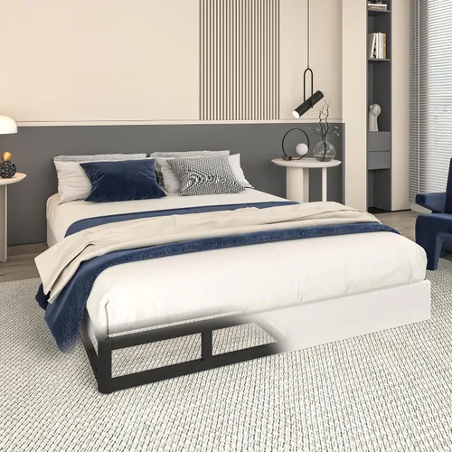 Miniatura 10 de Somier de 5 Pulgadas para Cama Individual, Base de Colchón Metálica Resistente con Funda de Tela, Montaje Fácil, Capacidad de 680 kg