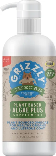 Miniatura 10 de Grizzly Pet Products Algal Plus Omega 3-6-9 Suplemento alimenticio para perros y gatos, botella de 8 onzas