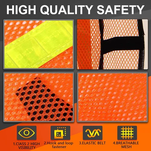 Miniatura 3 de Haysandy 20 Piezas Chaleco de Seguridad Reflectante de Alta Visibilidad Chaleco de Construcción Tiras de Malla Neón Talla Universal para Hombres