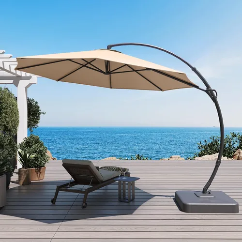 Miniatura 8 de LAUSAINT HOME Outdoor Patio Umbrella with Base included, Deluxe Curvy Cantilever Umbrella Heavy Duty Offset Hanging Umbrella