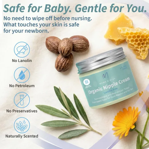 Miniatura 2 de Mama & Wish® Crema orgánica para pezones segura para la lactancia materna, bálsamo para pezones para lactancia materna, sin lanolina, esenciales