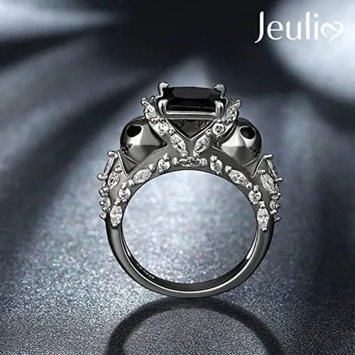 Miniatura 4 de Jeulia Anillo de plata de ley con diseño romántico de calavera de alma para mujer, esposa, novia, compromiso, boda, aniversario, Navidad