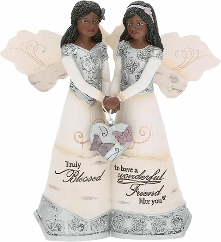 Pabellón - Amigo Maravilloso - Figura de ángel doble de ébano de 5.5" Religioso Mejor Amigo Mejor Amiga Mejor Amiga de la Mejor Amiga Dios Jesús