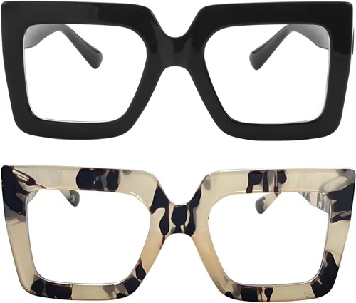 Miniatura 25 de Onrtry - Gafas de luz azul grandes y cuadradas para mujeres y hombres, con marco grueso, para computadora, sin receta, gafas de gran tamaño Marco