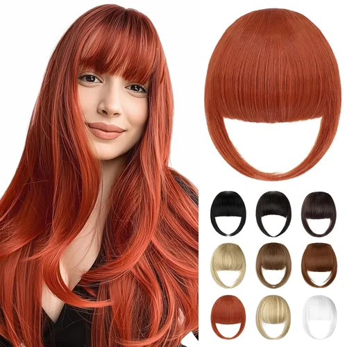 Miniatura 8 de Bangs Hair Clip in Bangs, French Ash Blonde Fake Bangs Hair Clip on Bangs for Women Fringe with Temples Hairpieces Faux Bangs for Daily Wear