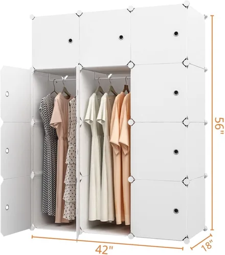Miniatura 2 de MAGINELS Armarios portátiles – 14 x 18 pulgadas de profundidad (12 cubos), almacenamiento de cubos, armario de dormitorio, armario