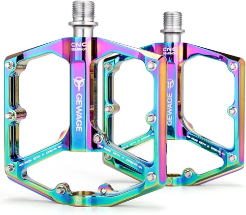 Miniatura 9 de Pedales de bicicleta de carretera/montaña - Pedales de bicicleta de 3 rodamientos - Pedales planos mecanizados CNC de 9/16 pulgadas con clavos