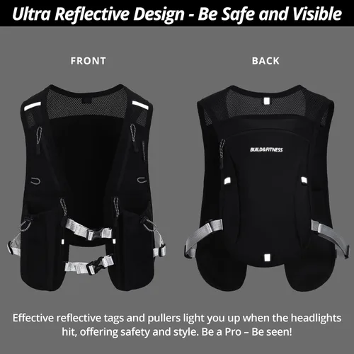 Miniatura 6 de Running Hydration Vest for Women and Men. Reflective, 8 Pocket, Quick Dry, Water-Resistant, Breathable, Adjustable Backpack for Runs, Hiking