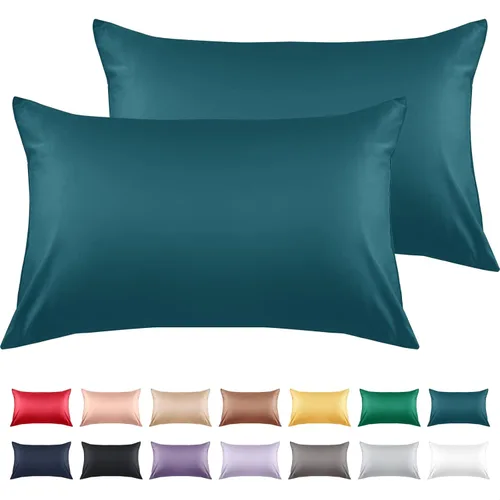 Miniatura 51 de Warmstar - Juego de 2 fundas de almohada de algodón tamaño estándar, 600 hilos, fundas de 20 x 26 pulgadas, algodón suave de fibra larga Placid Blue