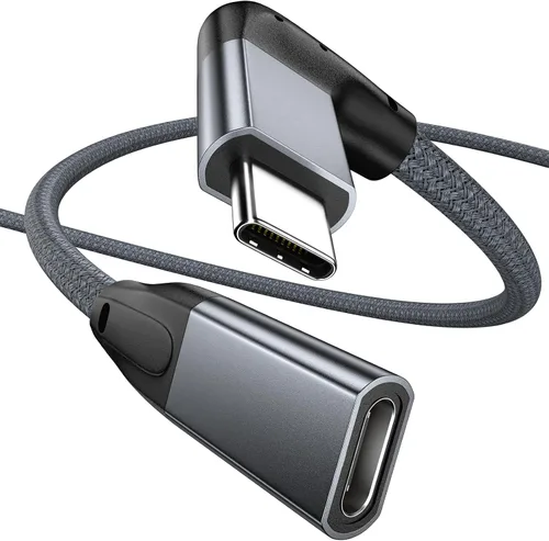 Miniatura 11 de UseBean Cable de extensión USB C en ángulo recto de 0.6 pies, 90 grados USB-C 3.2 Gen 2 20Gbps macho a hembra tipo C 4K cable extensor de video