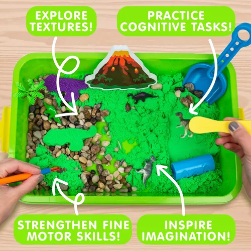 Miniatura 5 de Made By Me Explore + Create Dino Galaxy Sensory Bin, divertidos contenedores sensoriales para niños pequeños de 3+, juguetes sensoriales táctiles