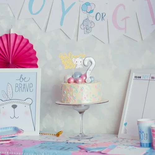 Miniatura 6 de Gyufise 1 pieza de decoración de pastel de bebé con purpurina dorada para baby shower, elefante para pasteles, decoración para recién nacidos