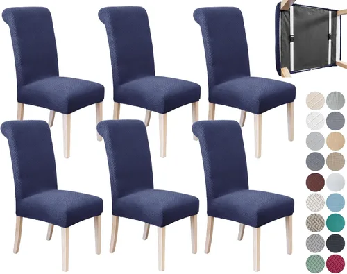 Miniatura 26 de SPRINGRICO Paquete de 2 fundas para sillas de comedor con cinturón de seguridad, fundas elásticas para sillas Parsons lavables, fundas protectoras