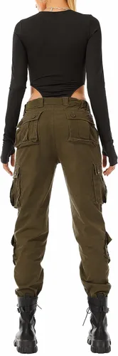 Miniatura 2 de Pantalones cargo de trabajo para mujer, de algodón, con 8 bolsillos, informal, estilo de combate militar