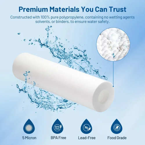 Miniatura 5 de Cartucho de repuesto para filtro de agua de 10 x 2.5 pulgadas, polipropileno de 5 micras y filtro de sedimento plisado de 5 micrones, paquete de 12