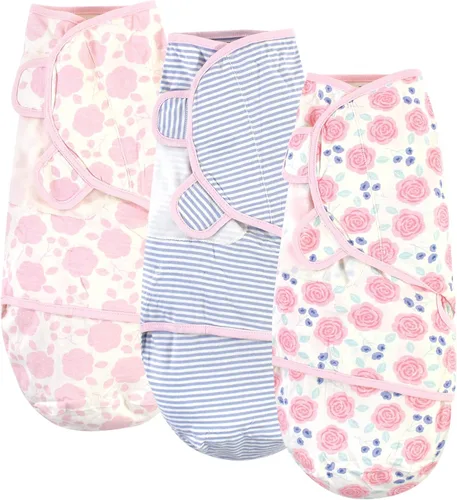 Miniatura 4 de Touched by Nature Envolturas unisex de algodón orgánico para bebé, paquete de 3 corazones, 0-3 meses