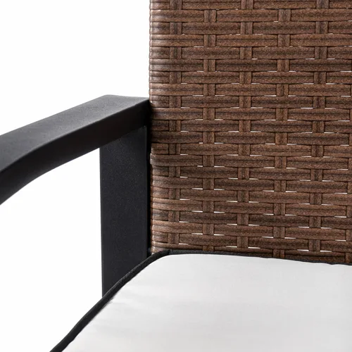 Miniatura 6 de JONATHAN Y Elina LVG1102B-4SET - Juego de 4 piezas para patio al aire libre, muebles modernos de mimbre con cojines y mesa de centro de madera