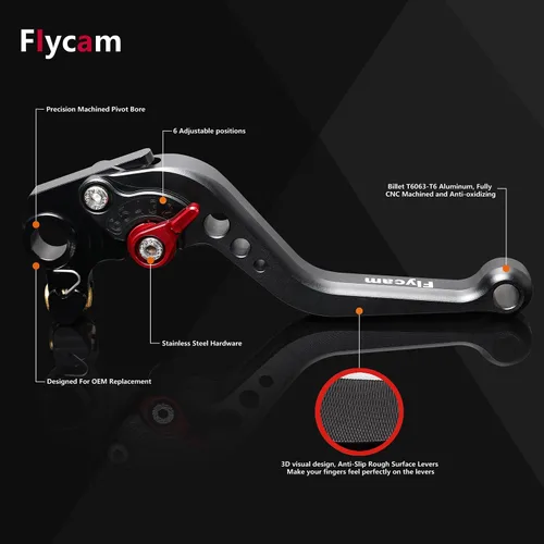Miniatura 2 de SunPower - Palancas de embrague de freno de motocicleta ajustables de aluminio CNC compatible con Yamaha MT-07 2014-2020 FZ8 FZ6R 2009-2015 FZ-07