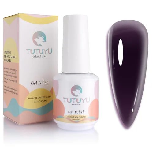 Miniatura 6 de Esmalte de uñas en gel color púrpura oscuro de medianoche - 15ml de esmalte de uñas en gel Jelly color morado negro, color traslúcido