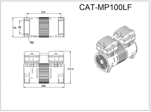 Miniatura 3 de California Air Tools Motor compresor de aire ultra silencioso y sin aceite MP100LF 1.0HP