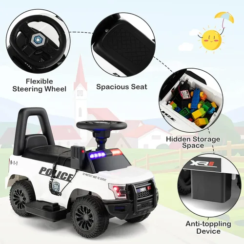 Miniatura 5 de GLACER Coche de policía para niños, auto de juguete eléctrico a batería de 6 V con megáfono real, música, luces intermitentes de sirena y faros