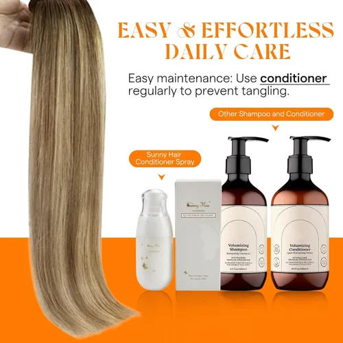 Miniatura 8 de Sunny Hair Extensiones de Trama de Cabello Humano Marrón Extensiones de Cabello para Coser Cabello Humano Real Marrón Oscuro Ombré Marrón Claro