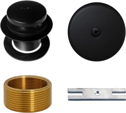 Westbrass D931K-62 - Juego de tapones de drenaje de bañera de rosca fina de 1-3/8 pulgadas con placa frontal de desbordamiento de un orificio y buje