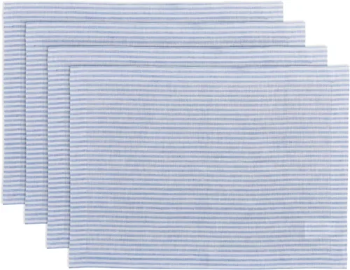 Miniatura 19 de Solino Home Juego de 4 manteles individuales de lino 100 % puro, manteles individuales de tela blanca y aguacate de rayas estrechas de 14 x 19