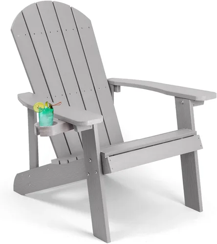 Miniatura 14 de Silla Adirondack, sillas de plástico resistentes a todo tipo de clima, con soporte para tazas, 5 pasos fáciles de instalar, sillas de exterior